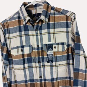 Plaid Super Soft Flannel Shirt Mens XS Blue Brown Outdoor Cabincore Grunge NEW